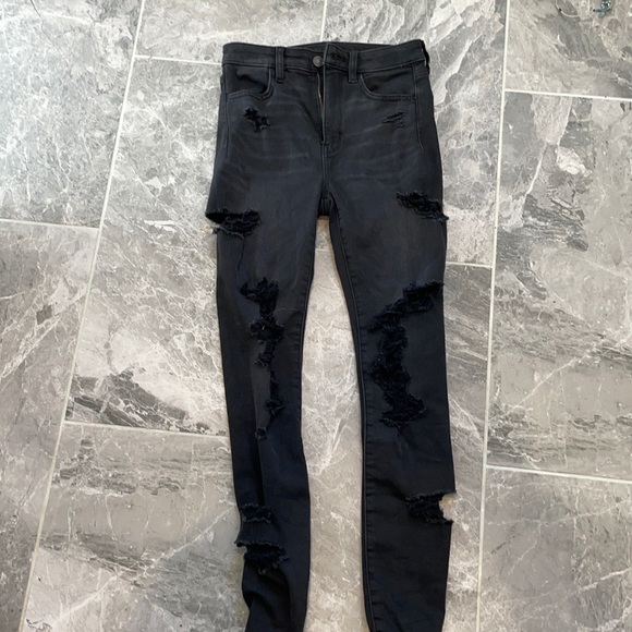 American Eagle Black Ripped Jeans - Picture 1 of 2
